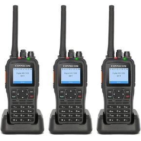 DMR Digital & Analog Two Way Radios Long Range Rechargeable - CONNECOM Heavy Duty Walkie Talkies for Adults Rugged 2 Way Radios for Warehouse Factory Docks Commercial Construction etc. GD900 3 Pack