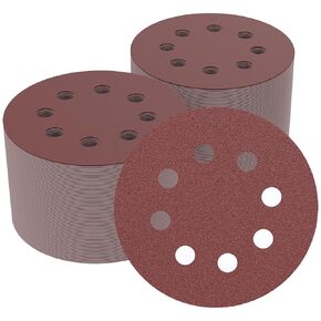 150PCS 5 Inch Sanding Discs 8 Holes and Loop Adhesive Sanding Discs Sandpaper for Random Orbital Sander 60/80/120/180/220/320 Grits, Fits Woodworking & Metalworkinitg