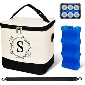 Breastmilk Cooler Bag with Ice Pack, Breast Milk Cooler Travel Bag with Cooler Fits 6 Baby Bottles Up to 5 Ounce, Baby Bottle Cooler Bag with Shoulder Strap for Nursing Mom Daycare