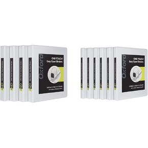 Oxford 3 Ring Binders, 0.5 Inch ONE-Touch Easy Open D Rings, 3-Sided View Binder Covers, Xtralife Hinge, Non-Stick, PVC-Free, White,125-Sheet Capacity, 6 Pack (79902)