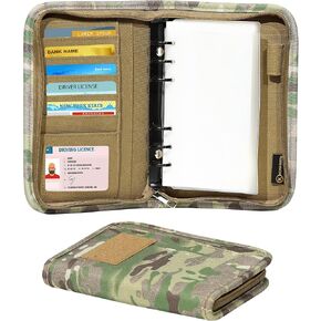 Kosibate Padfolio Ring Binder with 80 Sheets 160 Pages of Loose-Leaf Paper, Weatherproof Notebook Cover, Tactical Notebook with Zippered for Folders, Cards Refillable 6-Ring Notepad(7.3"x10.1")