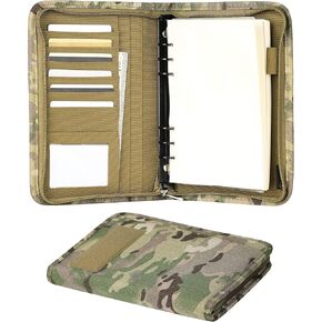 Kosibate Padfolio Ring Binder with 80 Sheets 160 Pages of Loose-Leaf Paper, Weatherproof Notebook Cover, Tactical Notebook with Zippered for Folders, Cards Refillable 6-Ring Notepad(7.3"x10.1")