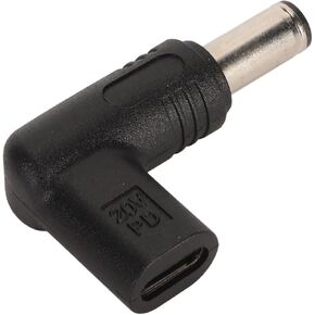 Serounder Type C Female Input to DC 6.0mm x 3.7mm Power Charging Adapter, 90 Degree Angled USB C to DC Adapter, 100W PD Fast