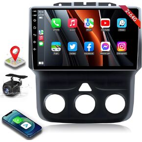 ستيريو راديو السيارة لدودج رام 1500 2500 3500 2013-2018 مع CarPlay اللاسلكي وAndroid Auto 2+64G استبدال الراديو 9 بوصة HD تعمل باللمس بلوتوث FM GPS (تناسب فقط التيار المتردد اليدوي) in Kuwait