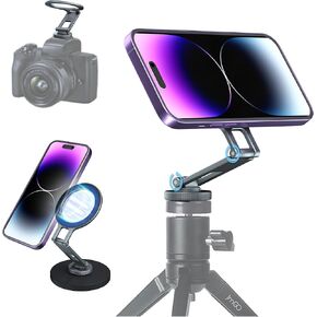 Adjustable Phone Tripod Mount, Universal Magnetic Phone Stand with MagSafe for iPhone 12 13 14 15 All Series, Magsafe Tripod Mount Adapter with 1/4" Screw Hole