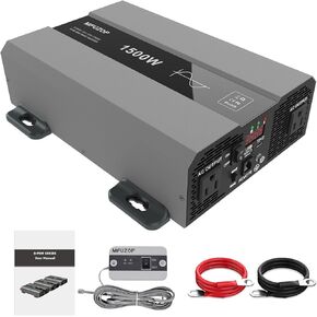Pure Sine Wave Inverter 1500w Power Inverter Dc 12v to 110v 120v Converter for Rv Truck Home Camping with Wiring Terminal USB and Type-C with 2 Ac Outlets LCD Display Remote Control