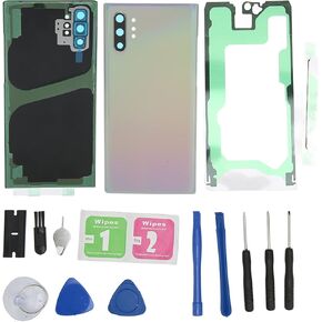 Replacement Rear Glass Cover Front Outer Screen Glass Cover Set for Galaxy Note 10 Plus. (Black)