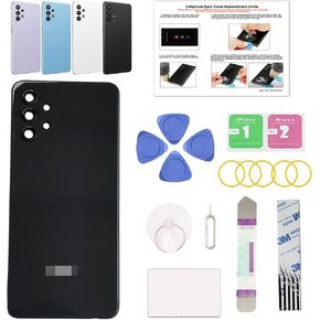 GREEN FUSION Compatible with Galaxy A32 5G Back Cover Replacement, Back Housing Door for A32 5G SM-A326 with Pre-installed Frame Sticker, Repair Toolkit & Instruction (Awesome Black)