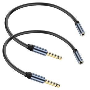 1/4" to 1/8" Adapter Cable 3.5mm Stereo TRS to 6.35mm Mono TS Audio Jack Adapter Converter, 6.35mm 1/4 inch Male to 3.5mm 1/8 inch Female Audio Cable for Mixer Guitar Amplifier 30cm