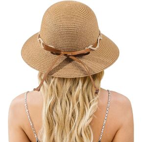 Beach Hat for Women, Wide Brim Sun Straw Hat for Women, Sun Hat Womens UPF 50+ UV Protection, Floppy Foldable Summer Hat