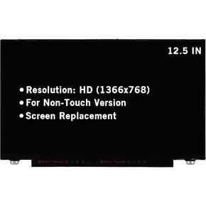 12.5" Screen Replacement for Dell Latitude 12 5290 7280 7290 5280 5288 E7280 E7290 02HY74 2HY74 P28S P28S001 HD 1366x768 30Pin Non-Touch LED LCD Display Screen Panel (Only for Non Touch)