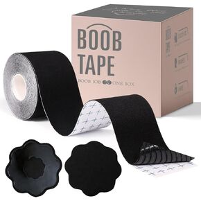 Tripsky XL Breast Lift Tape, BoobTape for Large Breasts,Body Tape for Fashion,Athletic Tape Boobtape &NippleCover for A-GCup (Black, 3 inch)