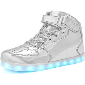 Wooowyet Men LED Light Up Shoes for Women High Top Lights Sneakers Glowing Neon Luminous Sequin Fashion Sparkle Bling Shiny Punk Boots LED Shoes