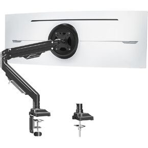 MOUNT PRO Single Monitor Arm for Max 43 Inch Computer Screen up to 33lbs, Heavy Duty Ultrawide Monitor Stand, Premium Fully Adjustable Gas Spring Monitor Desk Mount, VESA Mount with Clamp/Grommet Base