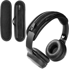 غطاء عصابة رأس بديل لسماعات Sony Bose Beats JBL ATH Hyperx Skullcandy، وسادة شريط سماعة الرأس مع سلسلة سحب وخطافات (أسود)