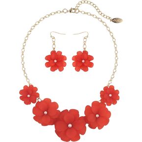 Bocar Flower Collar Necklace, Floral Flower Summer Beach Statement Choker Necklace and Earrings Set for Women and Teen Girls, Handmade Women Jewelry Party Gift (NK-10241-Purple-set)
