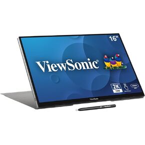 ViewSonic TD1656-2K 16 Inch WQXGA 1600p IPS Touchscreen Portable Monitor with 2 Way Powered 65W USB C, and Smart Cover with Built-in Stand