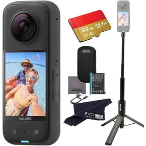 Insta360 X3 - Waterproof 360 Action Camera with 1/2" 48MP Sensors, 5.7K 360 HDR Video, 72MP 360 Photo, 4K Single-Lens, 60fps Me Mode, 2.29" Touchscreen, AI Editing |Bundle Includes 2-in-1&512GB