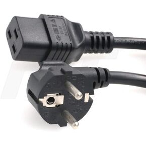 Power Cord Right Angle Euro Schuko Male to IEC320 C19 Female 16A 250V 3 Prong Cable for UPS PDU Computer (6ft, eu-c19)