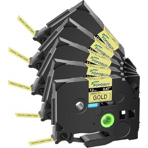 TZ TZe 18mm 0.7 Laminated Yellow Tape Compatible for Brother P Touch TZ641 TZ-641 TZe-641 TZe641 Label Tape for PTD410 PTD400 PTD610BT PTD600 Label Maker, 5 Pack Black on Yellow