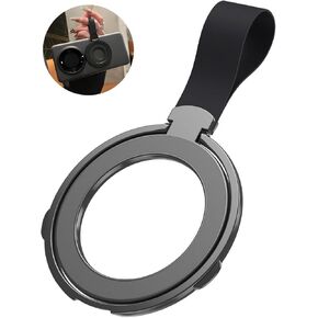 Magnetic Mobile Phone Ring, Silicone Lanyard Ring Buckle Holder, Magnetic Mobile Phone Ring, Ultra-Thin Folding Desktop Stand with a Ring, for All Mobile Phones (Silver Ring + Orange Rope)
