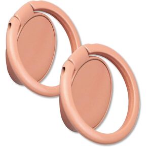 [2 Pack] Matte Finish Round Ultra-thin Cell Phone Ring Holder Stand,360 Degree Rotation and 180 Degree Adjustable Finger Ring Kickstand with Frosted Metal Phone Grip (Pink)