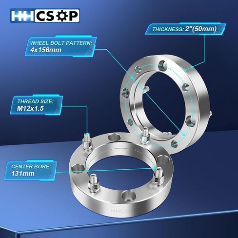 HHCSOP 4x156 2" ATV Wheel Spacers for Polaris RZR 900 2015-2017, Polaris RZR XP 1000 2014 2015 2016 2017 2018, 4PCS Black Wheel Adapters with M12x1.5 Studs & 131mm Bore in Saudi Arabia