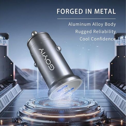 USB C Car Charger, Mini 60W USB C Fast Charging Cigarette Lighter, Dual PD3.0 Car Charger Compatible with iPhone 15, Galaxy, iPad Pro MacBook air etc.-Space Grey (Black) in Saudi Arabia