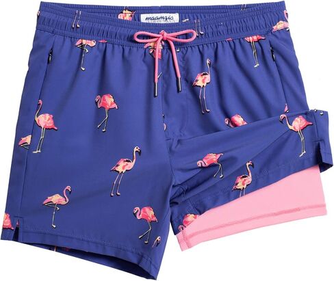 maamgic Mens Swim Trunks with Compression Liner 5" Stretch Athletic Swimming Shorts Quick Dry with Zipper Pockets No-Chafing Board Shorts Halloween Party XX-Large in Saudi Arabia