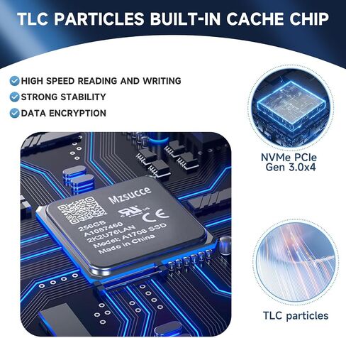 SSD 1 تيرابايت SSD لجهاز MacBook Pro A1708 (2016-2017) NVMe PCIe Gen3x4، SSD داخلي عالي الأداء، ترقية وتخزين موسع لجهاز MacBook Pro. (تيرابايت، 1) in Saudi Arabia