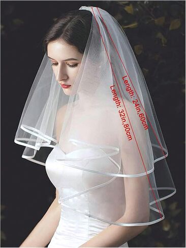 OYOANGLE Women's 2 Tier Pearl Beaded Wedding Bridal Veil Bachelorette Party Tulle Veils with Comb in Saudi Arabia