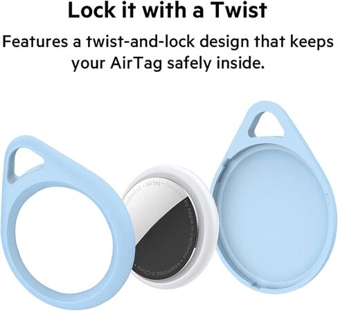 4 عبوات من حافظات AirTag، غطاء صلب من البولي كربونات، أغطية سيليكون واقية لأجهزة Apple Airtags 2021 مع حامل حلقة مفاتيح مضادة لفقدان سلسلة المفاتيح وحافظات حماية للجلد ومحدد موقع التعقب - أزرق فاتح in Saudi Arabia