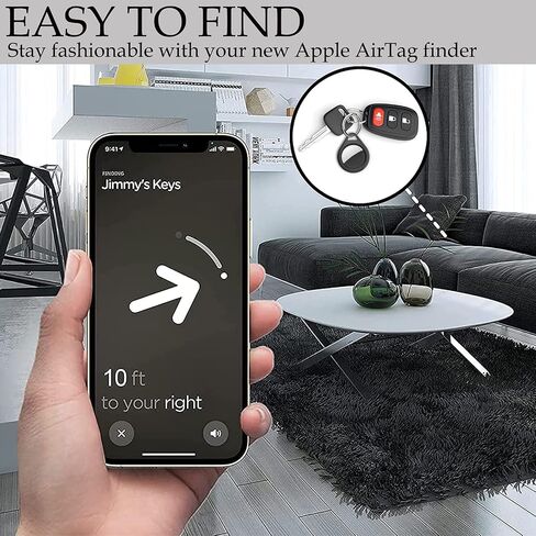 4 عبوات من حافظات AirTag، غطاء صلب من البولي كربونات، أغطية سيليكون واقية لأجهزة Apple Airtags 2021 مع حامل حلقة مفاتيح مضادة لفقدان سلسلة المفاتيح وحافظات حماية للجلد ومحدد موقع التعقب - أزرق فاتح in Saudi Arabia