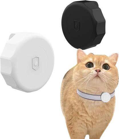 2 Pcs Waterproof Airtag Dog/Cat Collar Case for Apple GPS Tracker Whit Pets,Dog,Cat,Hidden Silicone Case Holder for Fits Most pet Collars for All Apple Airtag(Black&White) in Saudi Arabia