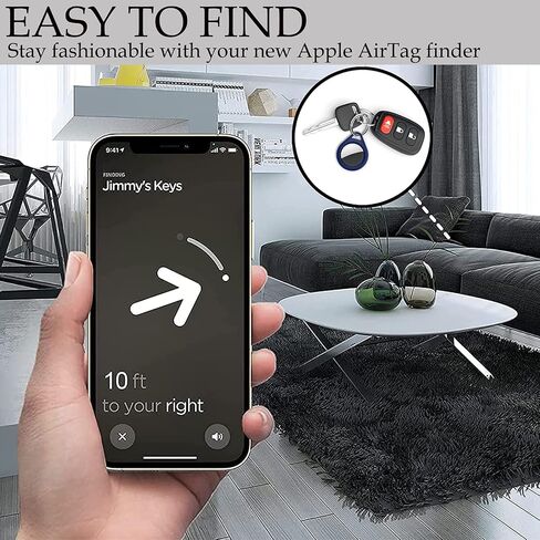 4 عبوات من حافظات AirTag، غطاء صلب من البولي كربونات، أغطية سيليكون واقية لأجهزة Apple Airtags 2021 مع حامل حلقة مفاتيح مضادة لفقدان سلسلة المفاتيح وحافظات حماية للجلد ومحدد موقع التعقب - أزرق فاتح in Saudi Arabia