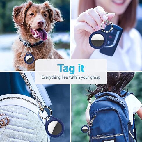 4 عبوات من حافظات AirTag، غطاء صلب من البولي كربونات، أغطية سيليكون واقية لأجهزة Apple Airtags 2021 مع حامل حلقة مفاتيح مضادة لفقدان سلسلة المفاتيح وحافظات حماية للجلد ومحدد موقع التعقب - أزرق فاتح in Saudi Arabia