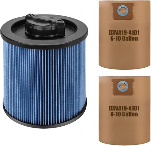 1 Pack DXVC6914 HEPA Filter Repalcment for DEWALT Wet/Dry Vacuum 6-16 Gallon + 2 Pack DXVA19-4101 High Efficiency Vacuum Bags for DEWALT 6 to 10 Gallon Shop Vacuum in Saudi Arabia