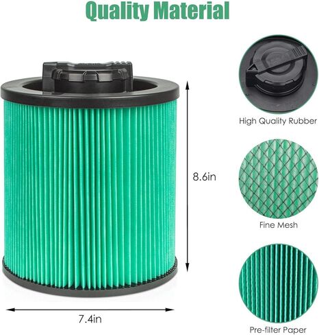 1 Pack DXVC6914 HEPA Filter Repalcment for DEWALT Wet/Dry Vacuum 6-16 Gallon + 2 Pack DXVA19-4101 High Efficiency Vacuum Bags for DEWALT 6 to 10 Gallon Shop Vacuum in Saudi Arabia