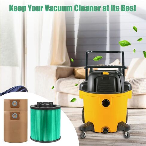 1 Pack DXVC6914 HEPA Filter Repalcment for DEWALT Wet/Dry Vacuum 6-16 Gallon + 2 Pack DXVA19-4101 High Efficiency Vacuum Bags for DEWALT 6 to 10 Gallon Shop Vacuum in Saudi Arabia