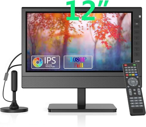 12inch Portable TV,FHD 1080P Screen Mini TV with Antenna and Digital ATSC Tuner,Rechargeable Battery Operated,HDMI/USB Port,12 Volt Charger Cable/AC Power,TV for Caravan and Kitchen in Saudi Arabia