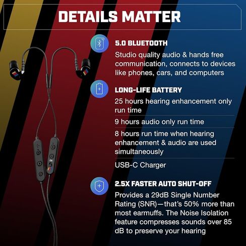 AXIL GS Extreme 2.0 Shooting Ear Buds – Hearing Enhancement & Noise Isolation Bluetooth Earbuds – w/Dynamic Speakers – 25-Hour in Kuwait