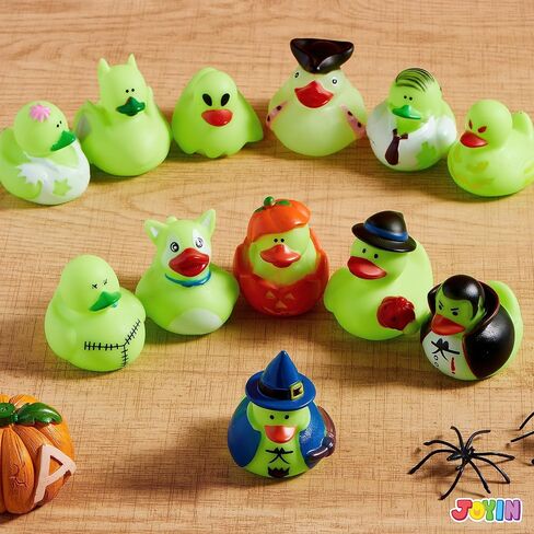 JOYIN 12 PCS Halloween Glow Ducks Bath Toys, Rubber Ducks for School Classroom Prizes, Glow in The Dark Duckies for Trick or Treating Goodie Bag Fillers, Halloween Party Favors Decorations in Saudi Arabia