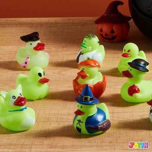 JOYIN 12 PCS Halloween Glow Ducks Bath Toys, Rubber Ducks for School Classroom Prizes, Glow in The Dark Duckies for Trick or Treating Goodie Bag Fillers, Halloween Party Favors Decorations in Saudi Arabia
