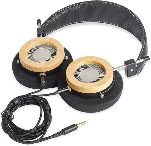 okcsc سماعة رأس ستيريو مفتوحة من الخلف من خشب القيقب بقشرة خشبية HiFi سماعات رأس احترافية مقاس 40 مم مع كابل بديل 3.5 مم سماعة رأس سلكية بتصميم عتيق على الأذن لعشاق الموسيقى in Saudi Arabia