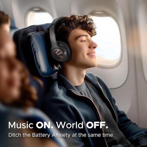 سماعات رأس SoundPEATS Space Hybrid النشطة بخاصية إلغاء الضوضاء، سماعات رأس بلوتوث لاسلكية فوق الأذن، وقت تشغيل 123 ساعة صوت عالي الدقة مخصص EQ عبر التطبيق Deep Bass Comfort Fit Ear Cups، للسفر في المنزل والمكتب in Kuwait