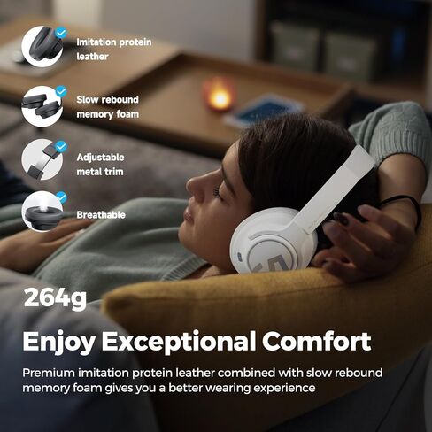 سماعات رأس SoundPEATS Space Hybrid النشطة بخاصية إلغاء الضوضاء، سماعات رأس بلوتوث لاسلكية فوق الأذن، وقت تشغيل 123 ساعة صوت عالي الدقة مخصص EQ عبر التطبيق Deep Bass Comfort Fit Ear Cups، للسفر في المنزل والمكتب in Kuwait