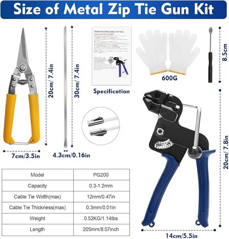 أداة ربطات معدنية بسحاب - طقم مسدس لف ربطات عنق معدنية، مجموعات أدوات مسدس ربط الكابل، مجموعات أدوات ربط قطع الربط القابلة للتعديل في الهواء الطلق مع 100 قطعة من أربطة الرمز البريدي المعدنية ذاتية القفل مناسبة للتثبيت في الهواء الطلق in Kuwait