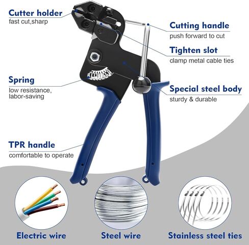 أداة ربطات معدنية بسحاب - طقم مسدس لف ربطات عنق معدنية، مجموعات أدوات مسدس ربط الكابل، مجموعات أدوات ربط قطع الربط القابلة للتعديل في الهواء الطلق مع 100 قطعة من أربطة الرمز البريدي المعدنية ذاتية القفل مناسبة للتثبيت في الهواء الطلق in Kuwait