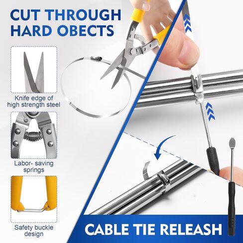 أداة ربطات معدنية بسحاب - طقم مسدس لف ربطات عنق معدنية، مجموعات أدوات مسدس ربط الكابل، مجموعات أدوات ربط قطع الربط القابلة للتعديل في الهواء الطلق مع 100 قطعة من أربطة الرمز البريدي المعدنية ذاتية القفل مناسبة للتثبيت في الهواء الطلق in Kuwait
