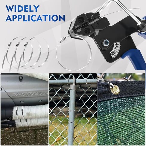 أداة ربطات معدنية بسحاب - طقم مسدس لف ربطات عنق معدنية، مجموعات أدوات مسدس ربط الكابل، مجموعات أدوات ربط قطع الربط القابلة للتعديل في الهواء الطلق مع 100 قطعة من أربطة الرمز البريدي المعدنية ذاتية القفل مناسبة للتثبيت في الهواء الطلق in Kuwait